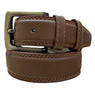 Premium Brown Leather Belt with Durable Metal Buckle - NOOREVO